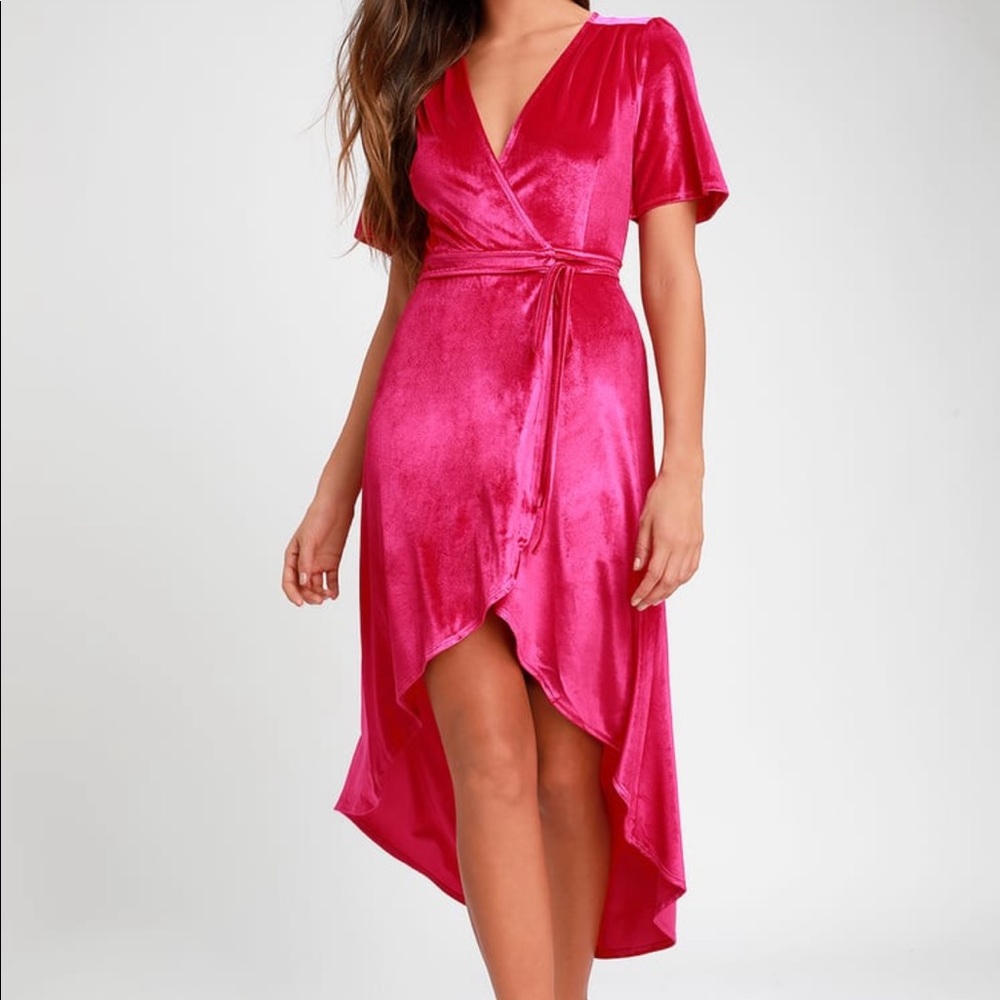 Lulus Fuchsia Valor Wrap Dress Like New